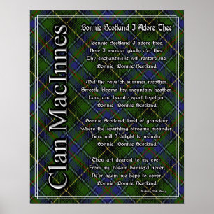 Póster Bonnie Scotland I Adore The Clan MacInnes Tartán