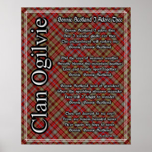 Póster Bonnie Scotland I Adore The Clan Ogilvie Tartan