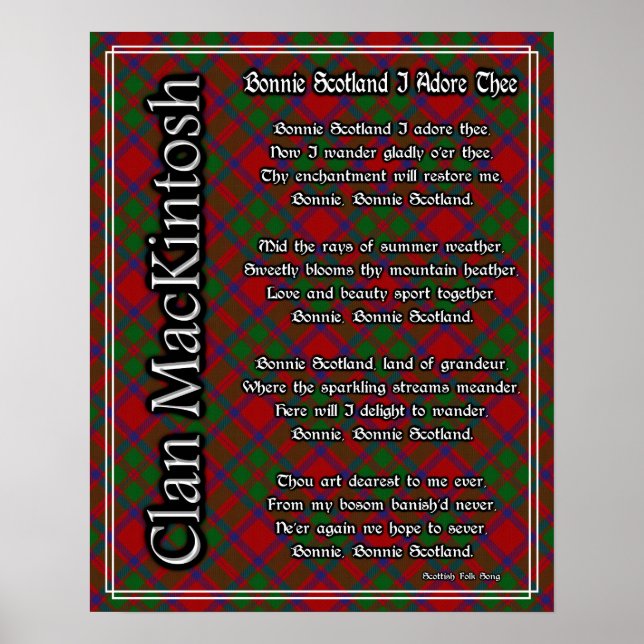 Póster Bonnie Scotland I Adore The MacKintosh Tartan (Frente)