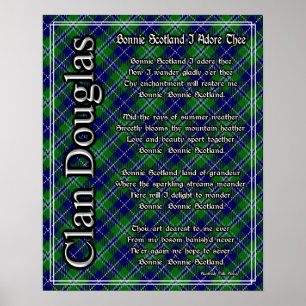 Póster Bonnie Scotland I Adore Thee Clan Douglas Tartan