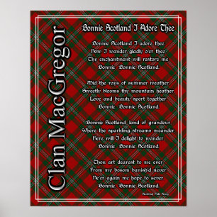 Póster Bonnie Scotland I Adore Thee Clan MacGregor Tartán