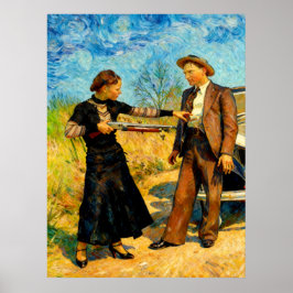 Póster Bonnie y Clyde Divirtiéndose 1934 Pintura AI