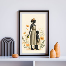 Póster Bono dorado: Madre e hijo en flor