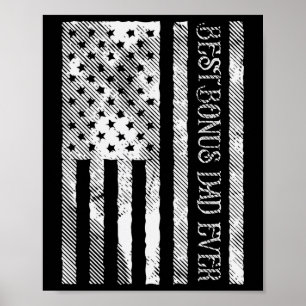 Póster Bonus Dad Ever Us Flag Vintage Patriot Stepdad Men