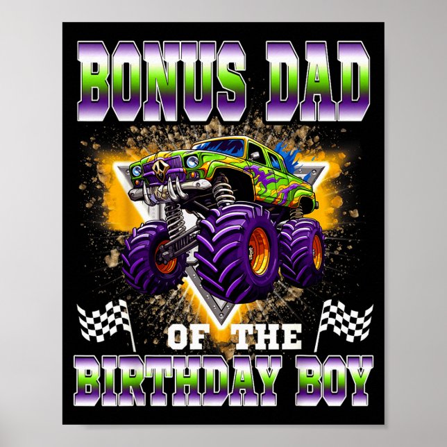 Póster Bonus Dad Of The Birthday Boy Monster Truck Birthd (Frente)