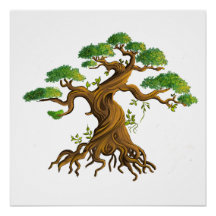 Bonzaï géant en dessin couleurs