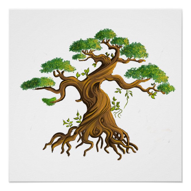 Póster Bonzaï géant en dessin couleurs (Anverso)