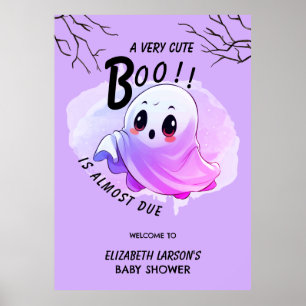 Póster Boo Baby Shower Halloween Purple Themed Fiesta
