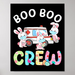 Póster Boo Boo Crew Divertido Conejito Ems Emt Enfermera 