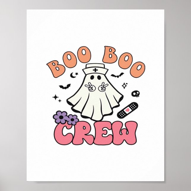 Póster Boo Boo Crew Enfermera a Halloween Fantasma Funny  (Frente)