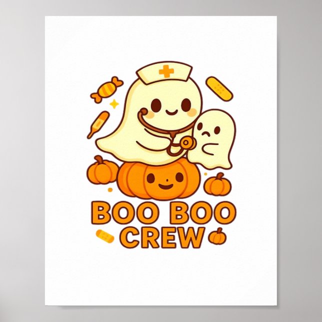Póster Boo Boo Crew Enfermera Fantasma Clásica Camiseta (Frente)