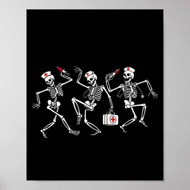 Póster Boo Boo Crew Funny Dancing Skeleton Nurse Squad Ha (Frente)