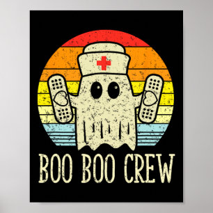 Póster Boo Boo Crew Ghost Nurse Retro Halloween Enfermerí