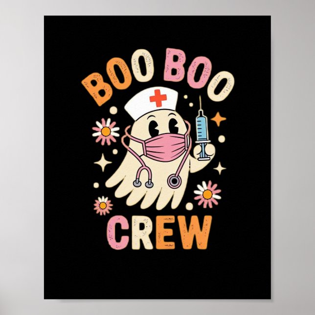 Póster Boo Boo Crew Halloween Ghost Nurse Essential T-Shi (Frente)