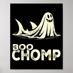 Póster Boo chomp – divertido tiburón fantasma halloween r