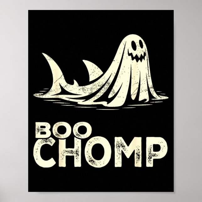 Póster Boo chomp – divertido tiburón fantasma halloween r (Frente)