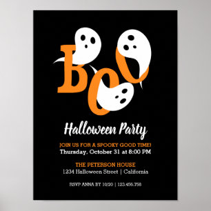 Póster Boo de la fiesta de Halloween recibe invitación ne