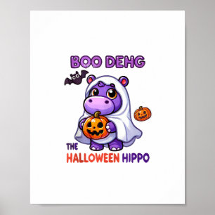 Póster Boo Deng The Halloween Hippo Cute Bouncy Pig Costu