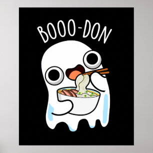 Póster Boo-don Funny Ghost Udon Pun Oscuro BG