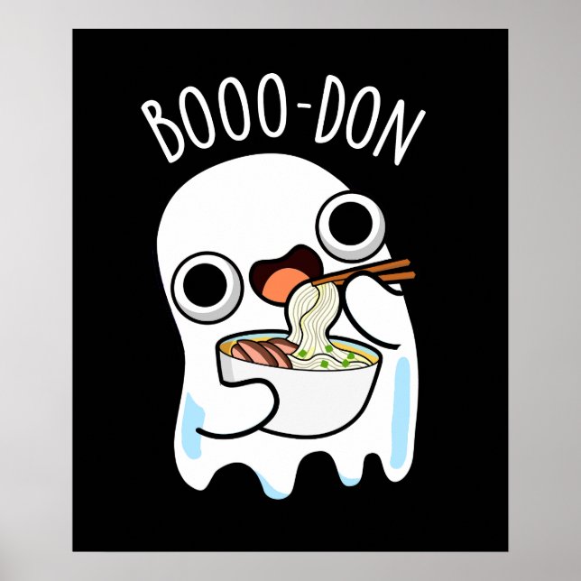 Póster Boo-don Funny Ghost Udon Pun Oscuro BG (Frente)