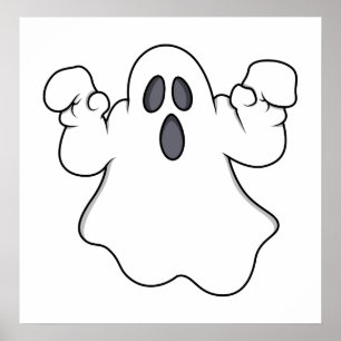 Póster ¡Boo! Fantasma espeluznante de Halloween