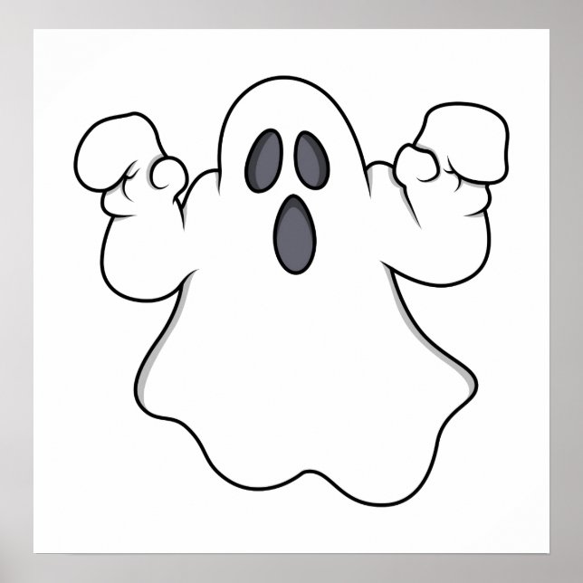 Póster ¡Boo! Fantasma espeluznante de Halloween (Frente)