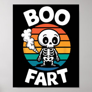 Póster Boo Fart Gracioso Farting Skeleton Para Halloween