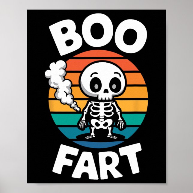 Póster Boo Fart Gracioso Farting Skeleton Para Halloween (Frente)