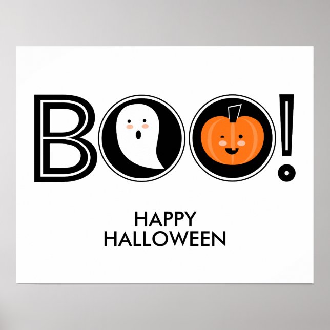 Póster ¡Boo! Feliz Poster de Halloween (Frente)