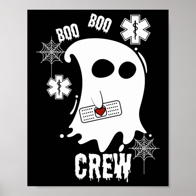 Póster Boo Ghost Paramédico Crew Costume Cute Halloween F (Frente)