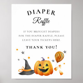 Póster Boo Halloween Baby Shower Diaper Raffle Rótulo