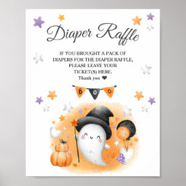 Póster Boo Halloween Baby Shower Diaper Raffle Rótulo