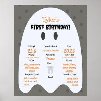 Póster ¡Boo! Halloween niños Poster de primer cumpleaños