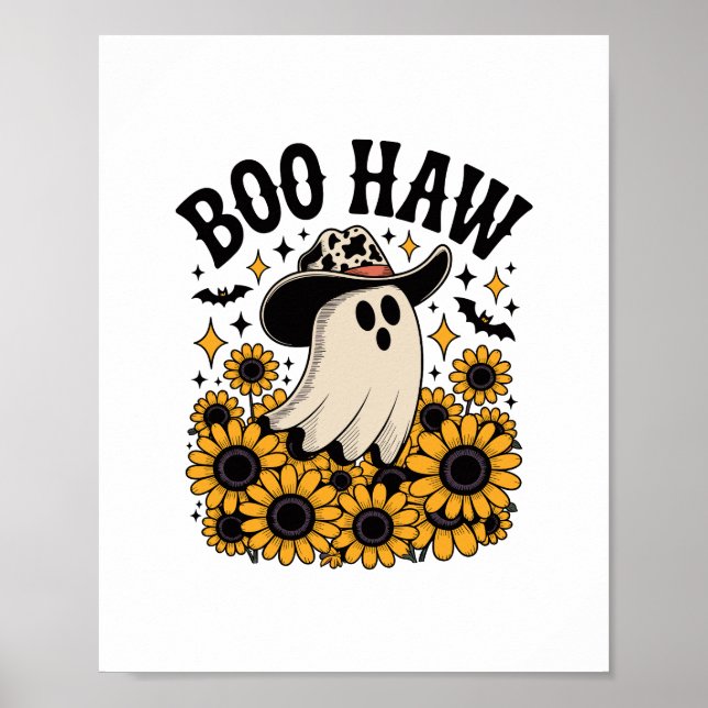 Póster Boo Haw Cow Fantasma Halloween Occidental (Frente)