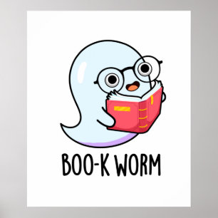 Póster Boo-k Worm Funny Halloween Bookworm Ghost Pun