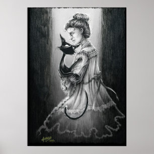 Póster Boo Kitty Con Su Fantasma