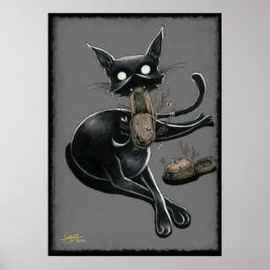 Póster Boo Kitty Eats Slippers Poster