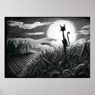 Póster Boo Kitty en el Poster de la luna