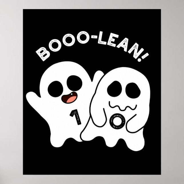 Póster Boo-lean Funny Computer Ghost Boolean Pun Dark BG (Frente)
