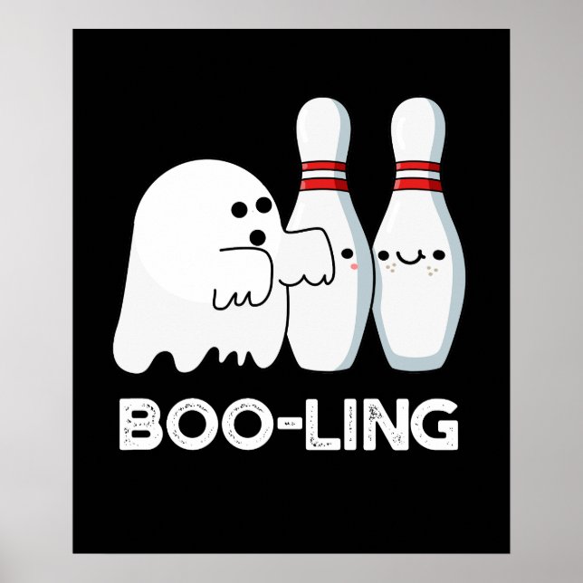Póster Boo-ling Graciosa bolera Halloween Fantasma Pun Da (Frente)