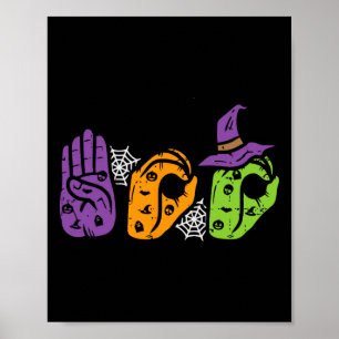 Póster Boo Manos Rótulo Americano Orgullo Asl Halloween