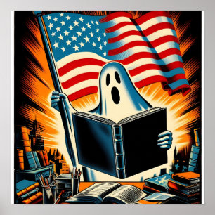 Póster ¡Boo-merica!: Fantasma patriotismo en estilo vinta