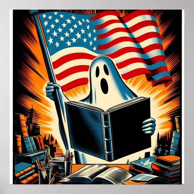 Póster ¡Boo-merica!: Fantasma patriotismo en estilo vinta (Frente)