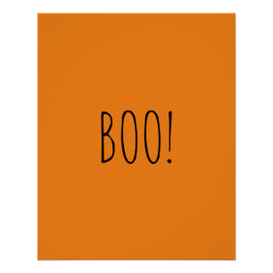 Póster Boo naranja espeluznante tipografía graciosa linda