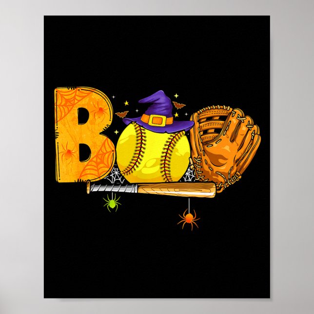 Póster Boo Softball Player Catcher Tcher Funny Halloween  (Frente)