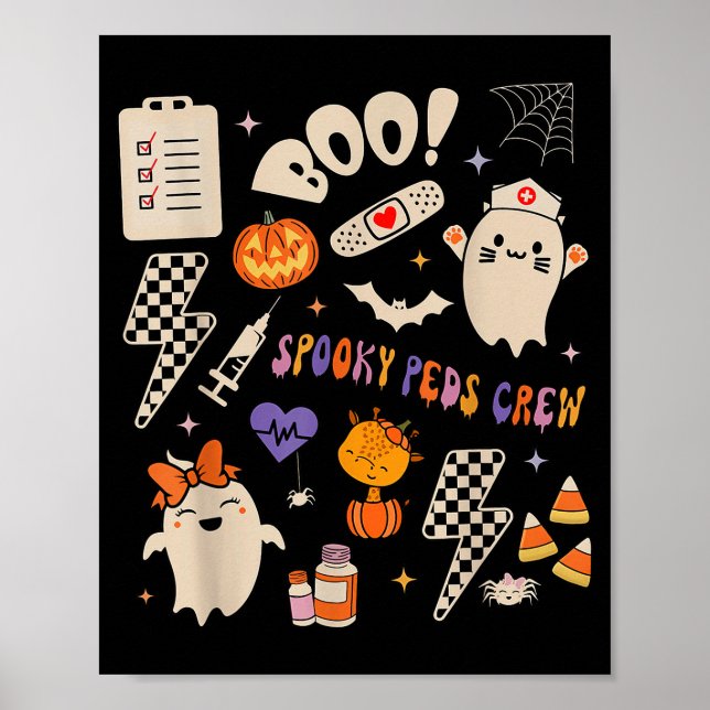 Póster Boo Soky Peds Crew Ghost Pediatric Nurse Halloween (Frente)