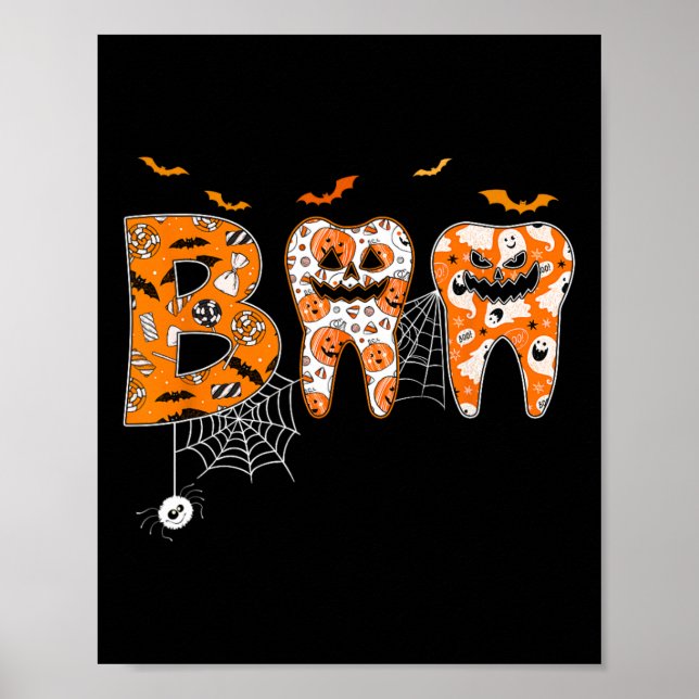 Póster Boo Teeth Calabaza Dentista Halloween Higienista D (Frente)