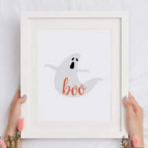 Boo. Un bonito fantasma naranja blanco. Fiesta inf