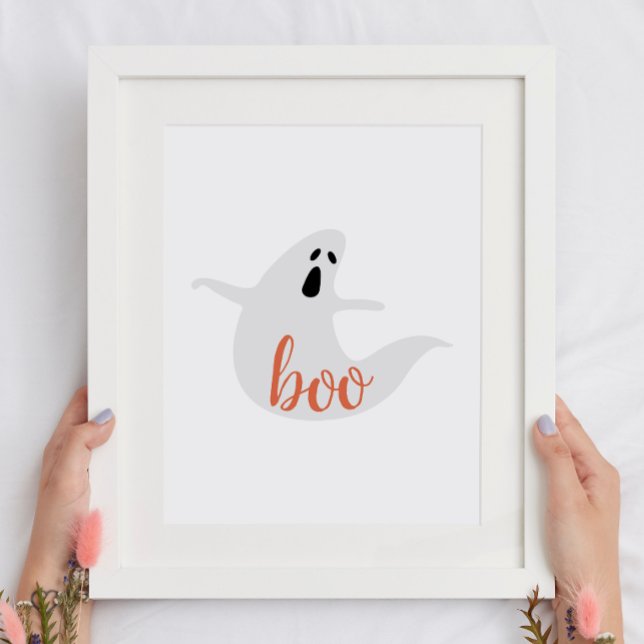 Póster Boo. Un bonito fantasma naranja blanco. Fiesta inf (Subido por el creador)