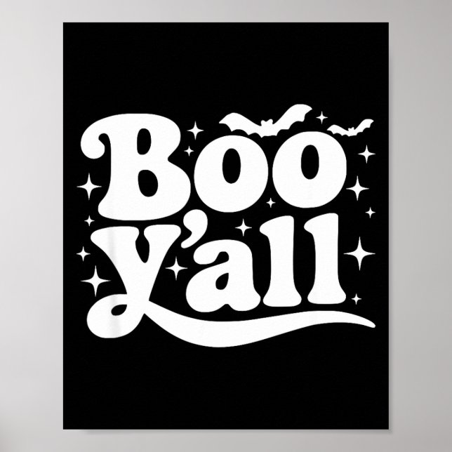 Póster Boo Y'all Southern Retro Halloween Quote Saying Ba (Frente)